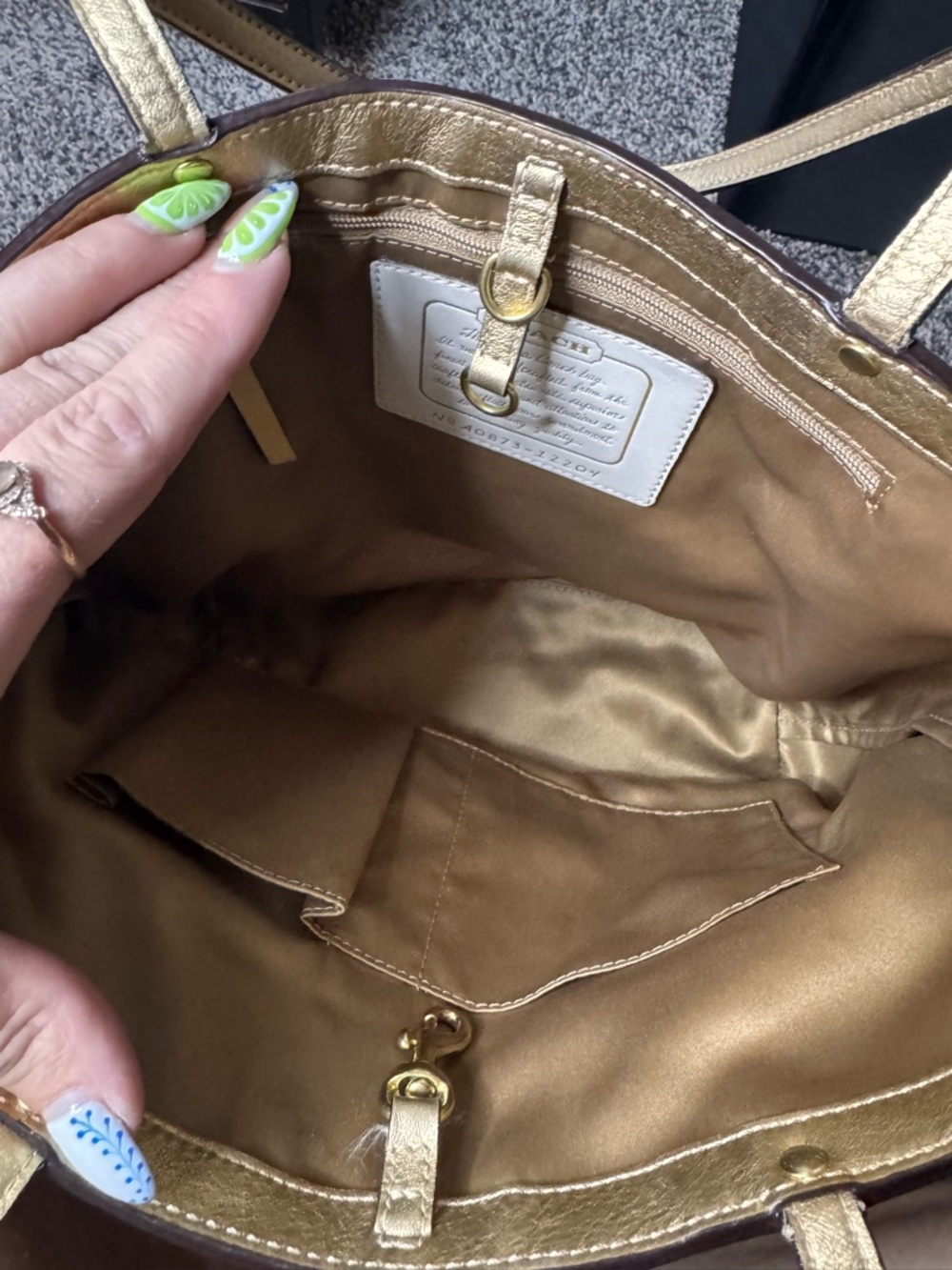 Coach Gold & Brown Signature Floral Tote - Picture 4 of 7
